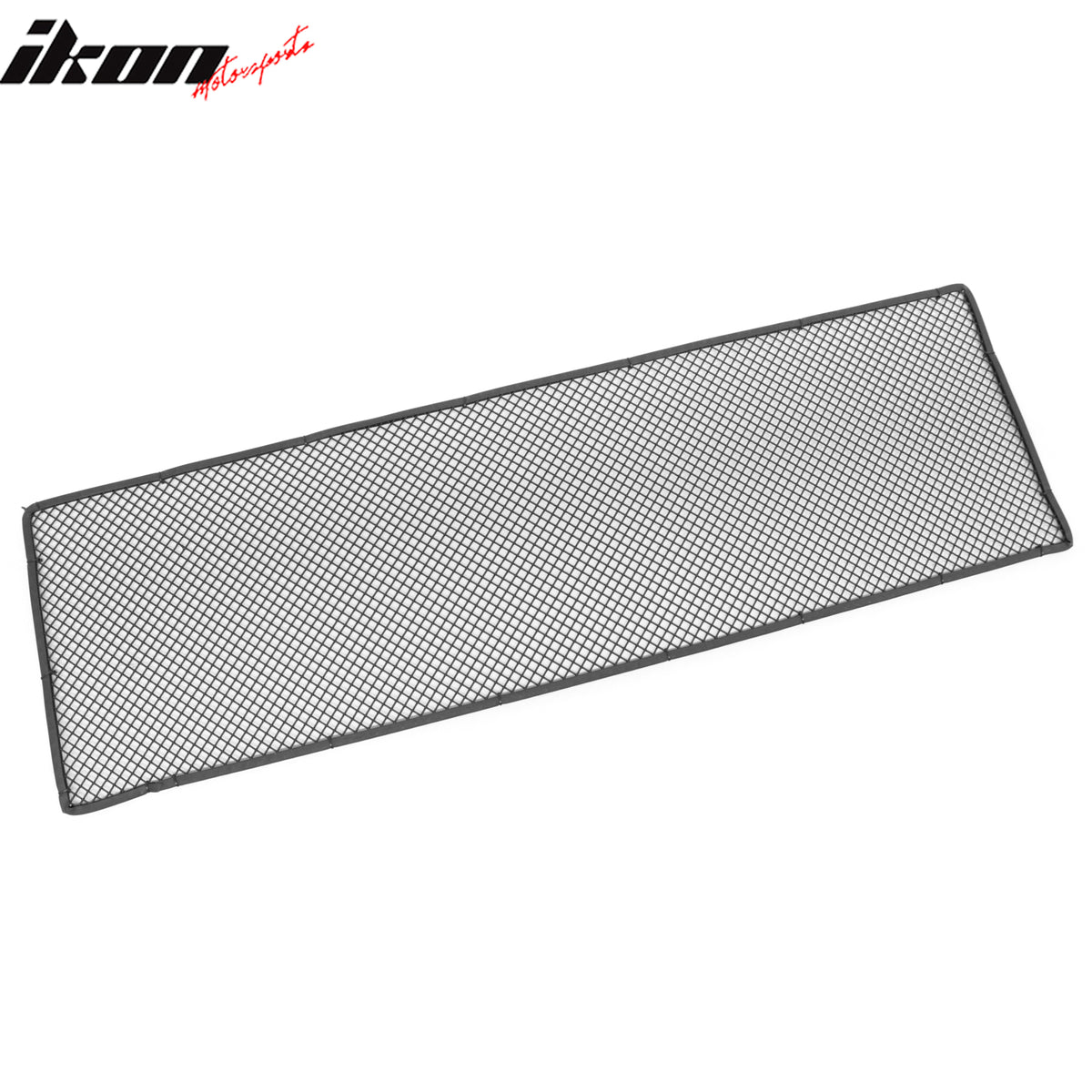 IKON MOTORSPORTS Front Bumper Grille, Universal Fitment, 1'X3.3' Sheet 1/4in x 1/4in Holes Black Stainless Steel Woven Mesh Lock Crimp Style Replacement Front Bumper Grill Assembly, 1Piece