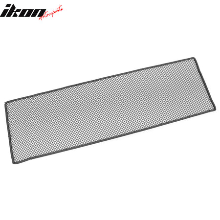 IKON MOTORSPORTS Front Bumper Grille, Universal Fitment, 1'X3.3' Sheet 1/4in x 1/4in Holes Black Stainless Steel Woven Mesh Lock Crimp Style Replacement Front Bumper Grill Assembly, 1Piece