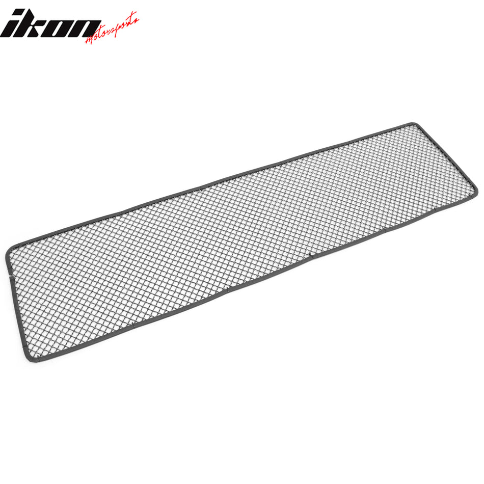 IKON MOTORSPORTS Front Bumper Grille, Universal Fitment, Black Frame + Titanium Mesh Stainless Steel 1'X4' Sheet 3/8in x 3/8in Holes Woven Mesh Interchimp Style Replacement Front Bumper Grill, 1Piece