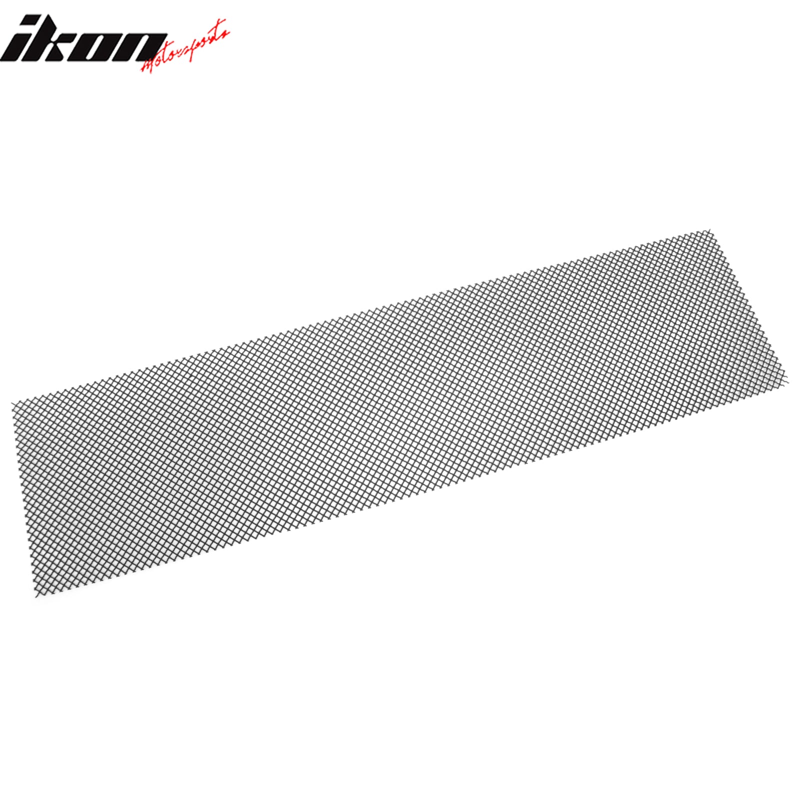 IKON MOTORSPORTS Front Bumper Grille, Universal Fitment, Matte Black Stainless Steel 1'X4' Sheet 1/4in x 1/4in Holes Woven Mesh Interchimp Style Replacement Front Bumper Grill Assembly, 1Piece