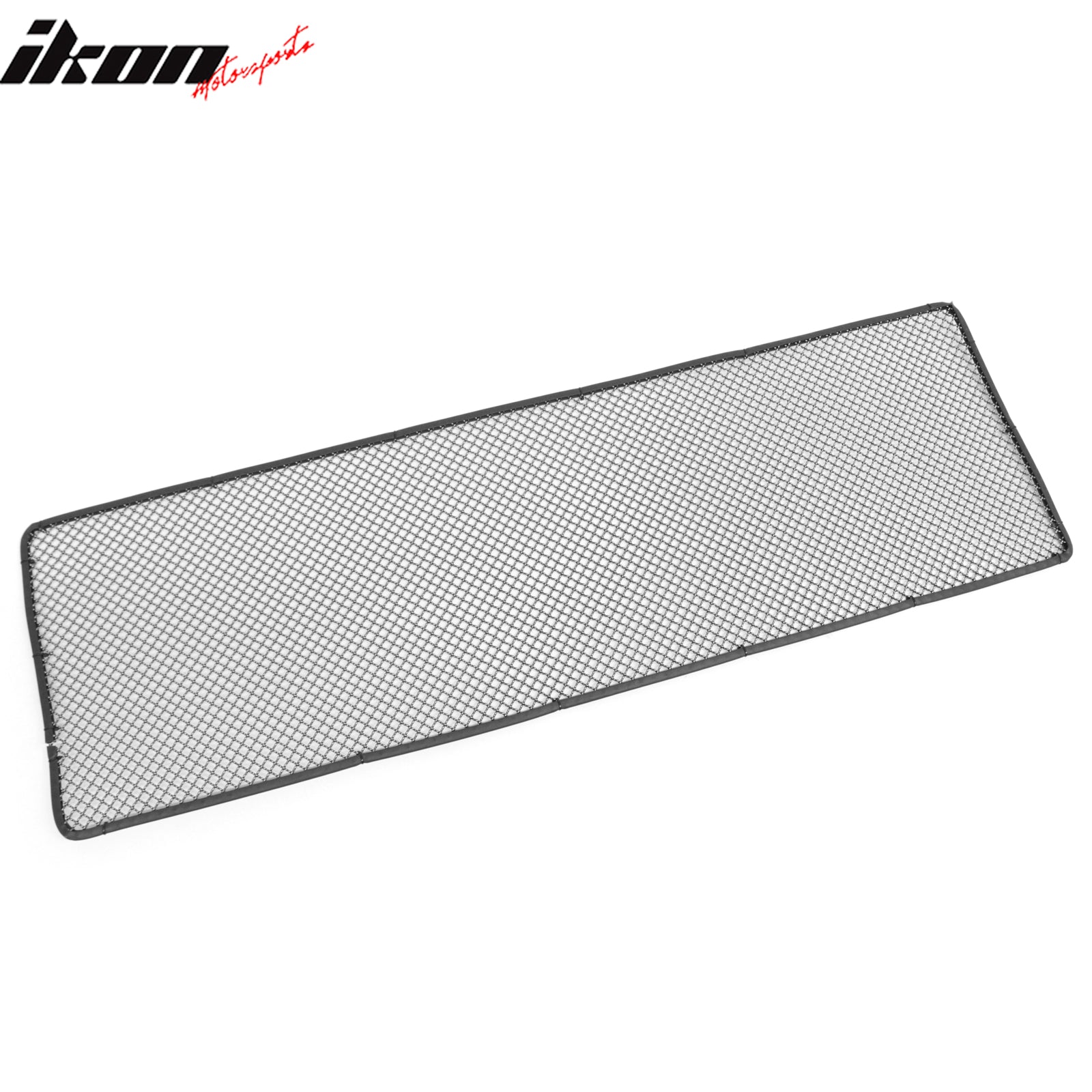 IKON MOTORSPORTS Front Bumper Grille, Universal Fitment, 1'X3.3' Sheet 1/4in x 1/4in Holes Black Frame + Titanium Mesh Stainless Steel Woven Mesh Interchimp Style Replacement Front Bumper Grill, 1PC