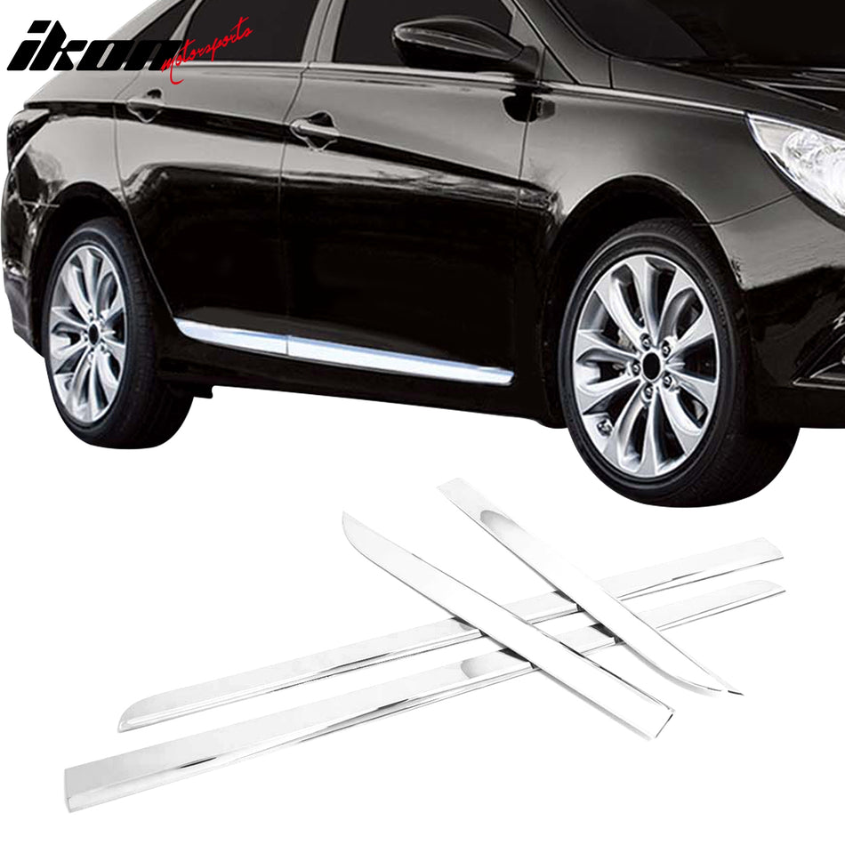 2011-2014 Hyundai Sonata Chrome 4PCS LH RH Lower Door Molding Trim ABS