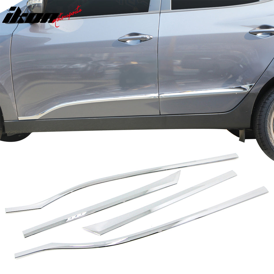 2010-2013 Hyundai Tucson Chrome 4PCS LH RH Lower Door Molding Trim ABS