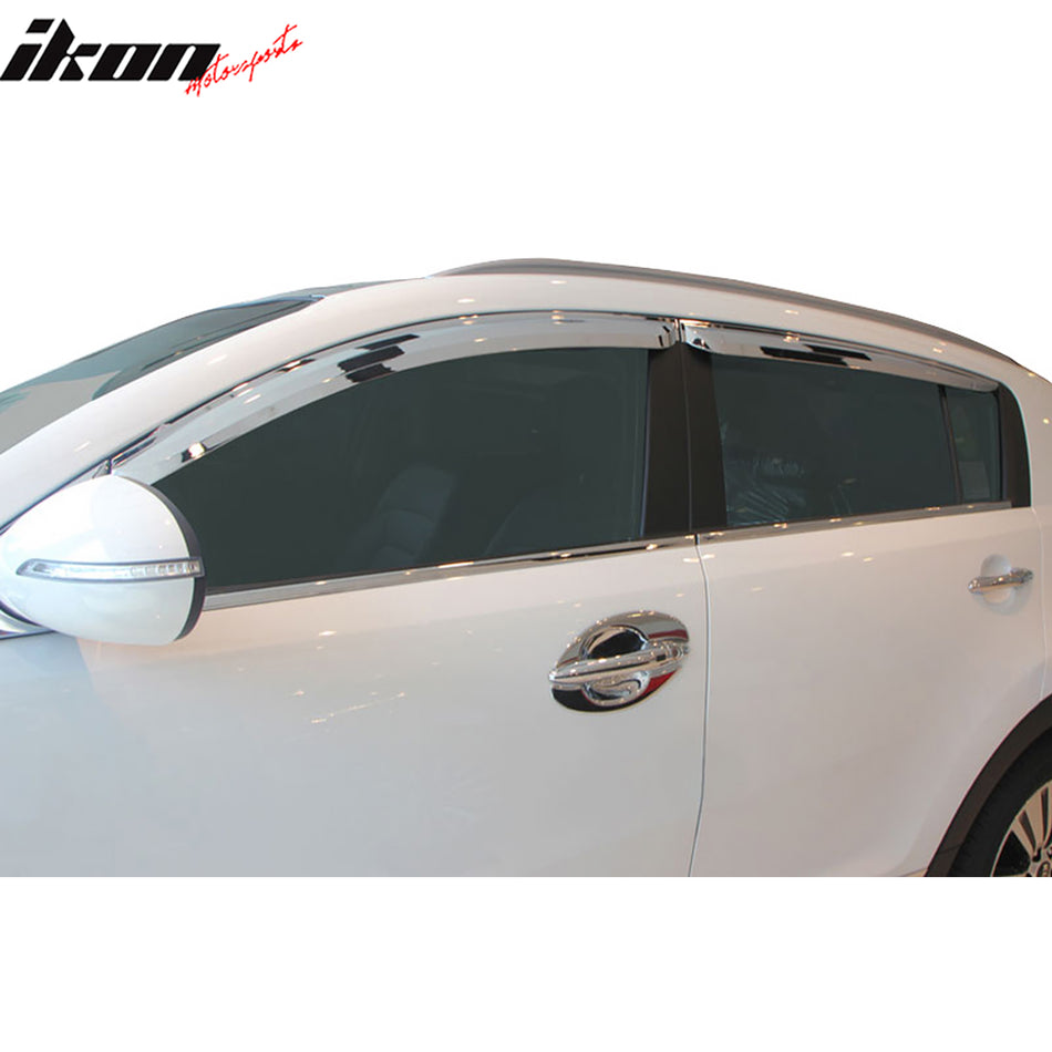 2011-2013 Kia Sportage Chrome 4PCS Window Molding Trim Sill Seal Belt