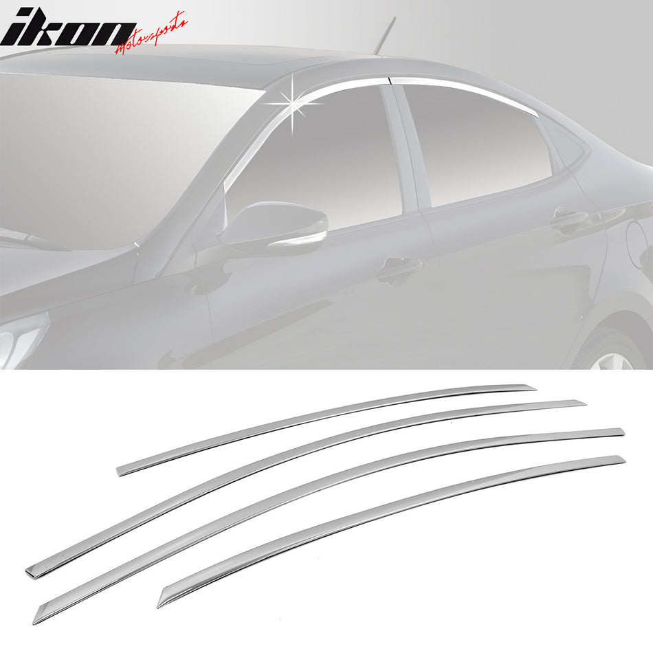 2011-2015 Hyundai Accent 4-Door Chrome 4PCS Window Top Molding ABS