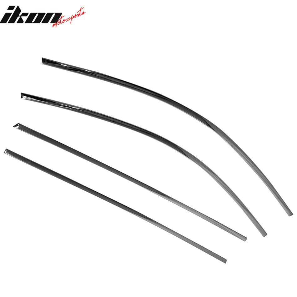 IKON MOTORSPORTS Tape on Window Visors Compatible with 2007-2012 Hyundai Santa Fe, ABS Plastic Chrome Rain Guards, Side Window Wind Deflectors 4PCS