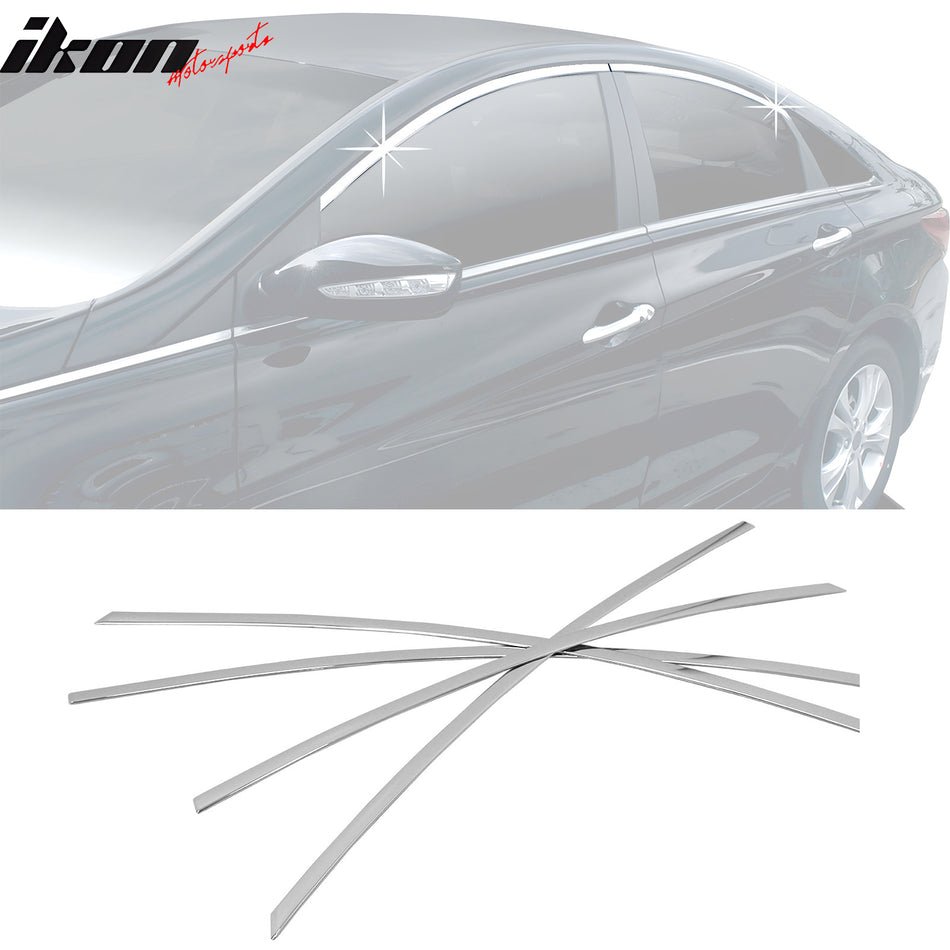 2011-2013 Hyundai Sonata Chrome 4PCS RH LH Window Top Molding Trim ABS