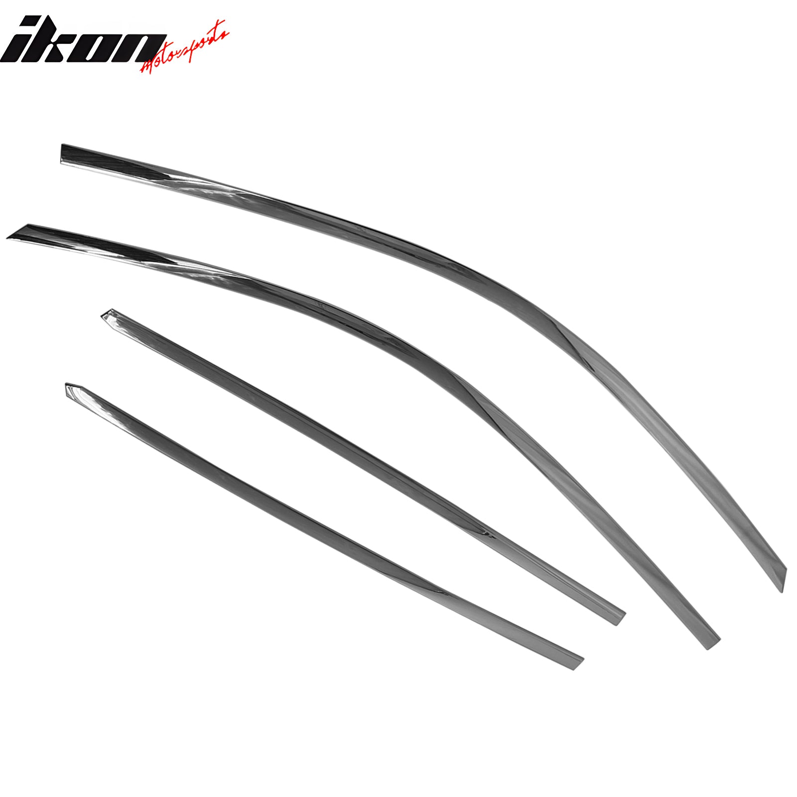 IKON MOTORSPORTS Tape on Window Visors Compatible with 2005-2009 Hyundai Tucson, ABS Plastic Chrome Rain Guards, Side Window Wind Deflectors 4PCS
