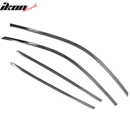 IKON MOTORSPORTS Tape on Window Visors Compatible with 2005-2009 Hyundai Tucson, ABS Plastic Chrome Rain Guards, Side Window Wind Deflectors 4PCS