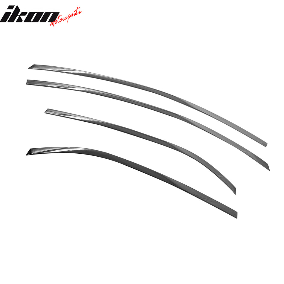 IKON MOTORSPORTS Tape on Window Visors Compatible with 2012-2017 Kia Rio Hatchback, ABS Plastic Chrome Rain Guards, Side Window Wind Deflectors 4PCS