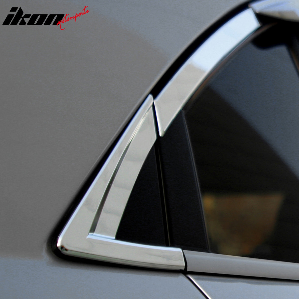 IKON MOTORSPORTS, C Pillar Molding Compatible With 2008-2010 Hyundai Sonata, Chrome ABS Window Sill C Pillar Molding Trim Garnish 2PCS