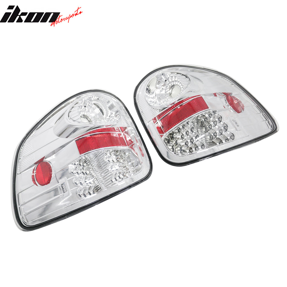 Fit 1997-2003 Ford F-150 Tail Lights W/Chrome Housing Clear Lens