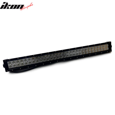 IKON MOTORSPORTS LED Light Bar, Compatible with Universal, Aluminum Black 31" 180W 60 LED Work Light Bar Dual Row Spot Flood Combo Work Truck SUV ATV Jeep (60 Degree Flood; S1 Side Mount Rivets)