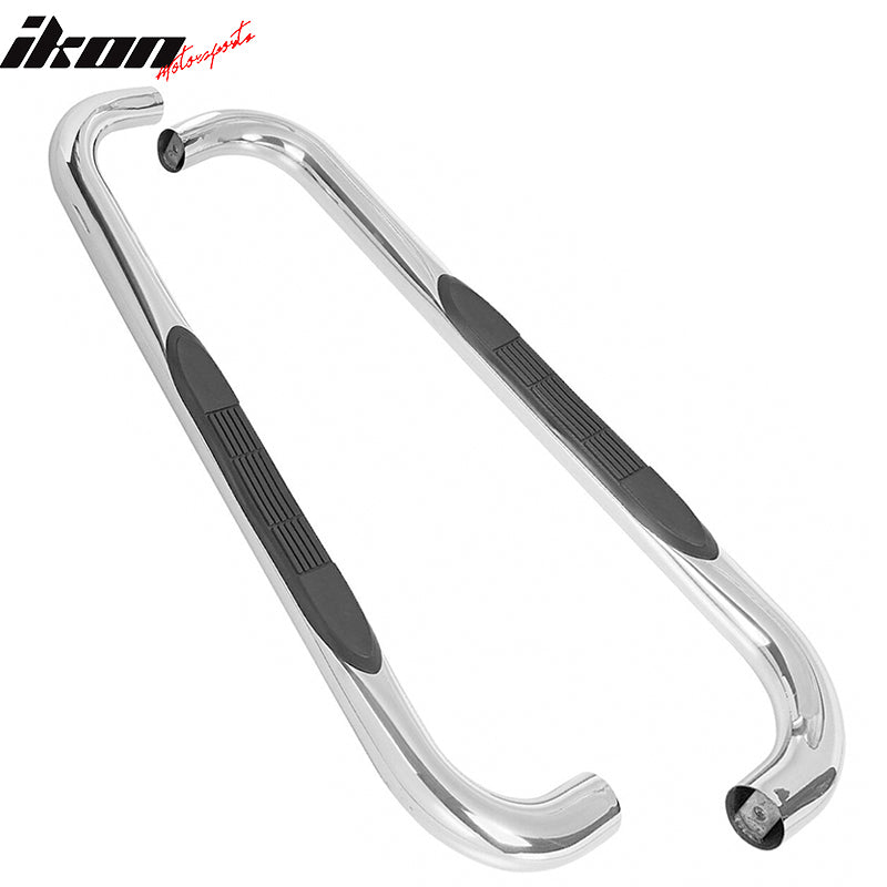 IKON MOTORSPORTS, Side Step Bars Compatible With 2007-2018 Jeep Wrangler 2Dr, 3Inch Silver Round Nerf Bar Running Board