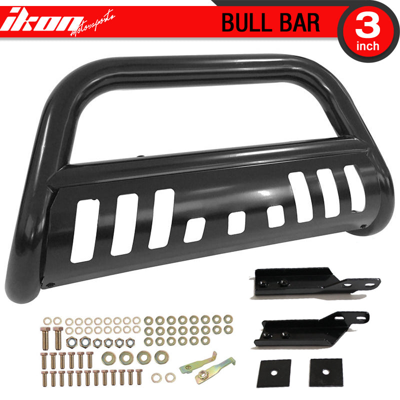 Bull Bar Compatible With 2015-2018 Chevy Colorado, Black Front Bumper Guard Brush Push Grille Guard by IKON MOTORSPORTS, 2016 2017
