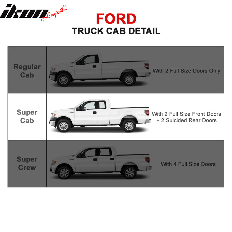 Side Step Bars Compatible With 1999-2016 Ford F250 F350 F450 F550, Black Powder Coat Finish T304 Stainless Steel Running Boards Nerf Bars By IKON MOTORSPORTS, 2006 2007 2008 2009 2010 2011 2012 2013