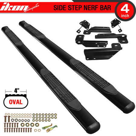 Side Step Bars Compatible With 2015-2022 F150 Super Crew Cab, Black Powder Coat Finish T304 Stainless Steel Running Boards Nerf Bars By IKON MOTORSPORTS, 2016