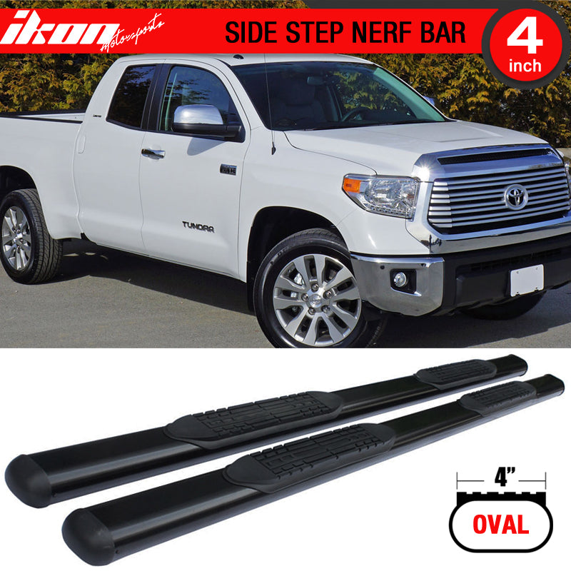 Side Step Bars Compatible With 2007-2017 Toyota Tundra Black Powder Coat Finish T304 Stainless Steel Running Boards Nerf Bars By IKON MOTORSPORTS