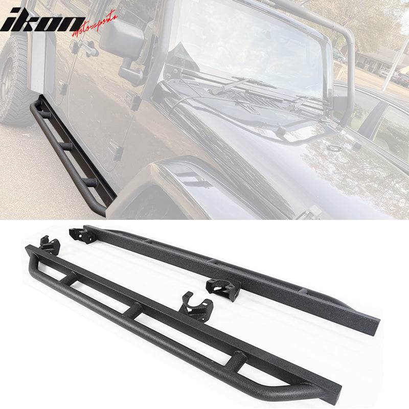 2007-2018 Jeep Wrangler JK Textured  Iron Steel Black Side Step Bars