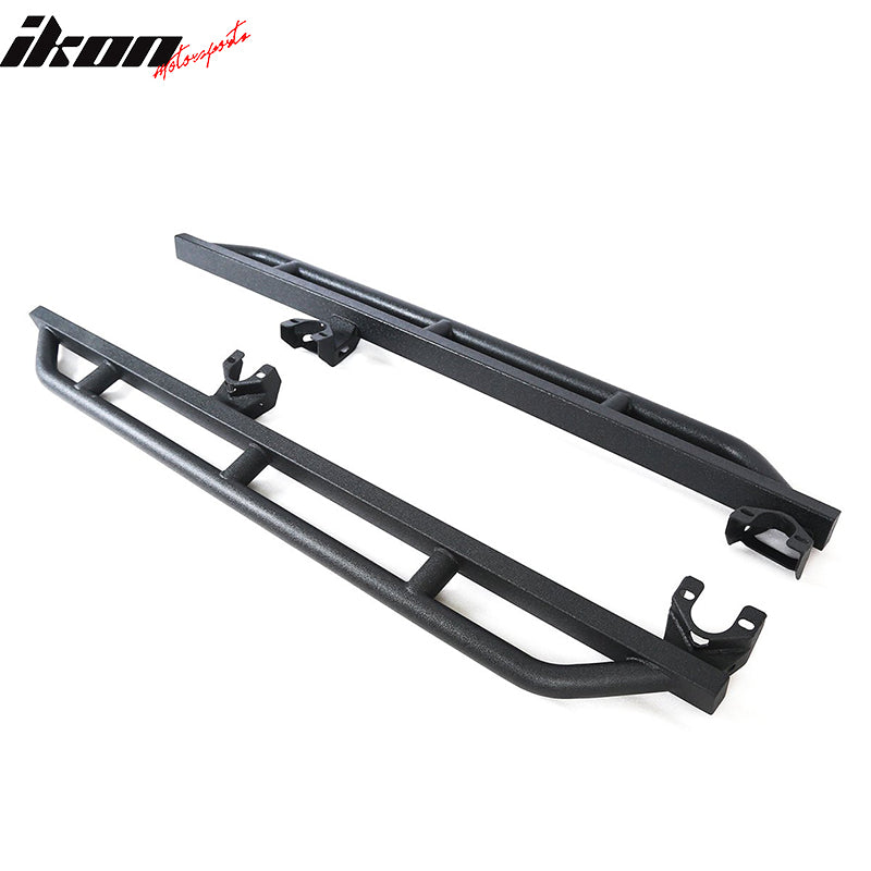 Running Boards Compatible With 2007-2018 Jeep Wrangler JK, Textured Black Side Armor Side Step Bars By IKON MOTORSPORTS