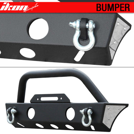 Fits 07-17 Jeep Wrangler JK Front Bumper Winch Plate W/Fog Light Housing Texture