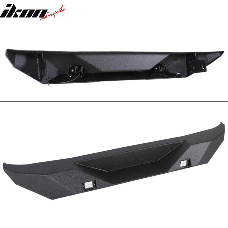 Rear Bumper Guard Compatible With 2007-2018 Jeep Wrangler, Grille Textured Black With Lights by IKON MOTORSPORTS ,