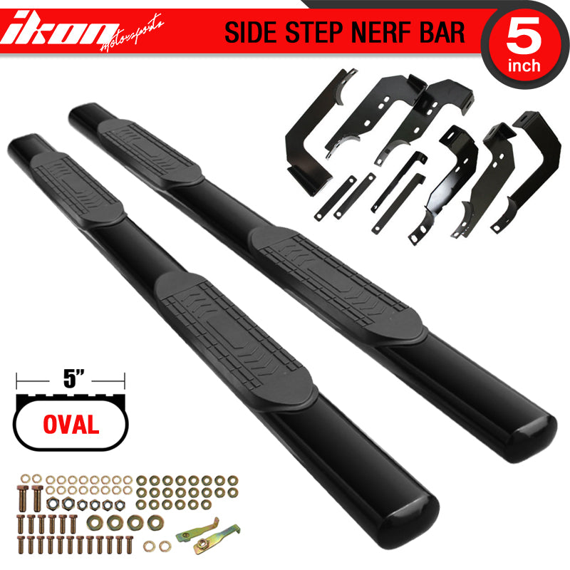 Side Step Bars Compatible With 2004-2015 Nissan Titan Extended Cab, Black Powder Coat Finish Carbon Steel Running Boards Nerf Bars By IKON MOTORSPORTS, 2005 2006 2007 2008 2009 2010 2011 2012 2013