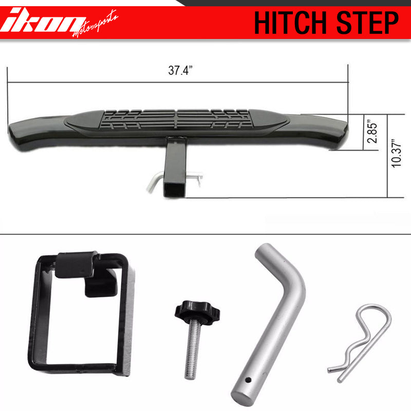 Hitch Step Compatible With Universal Cabs W/ 2Inch Receiver 4Inch Curved Black Bumper Guard Side Step Bar Running Boards by IKON MOTORSPORTS