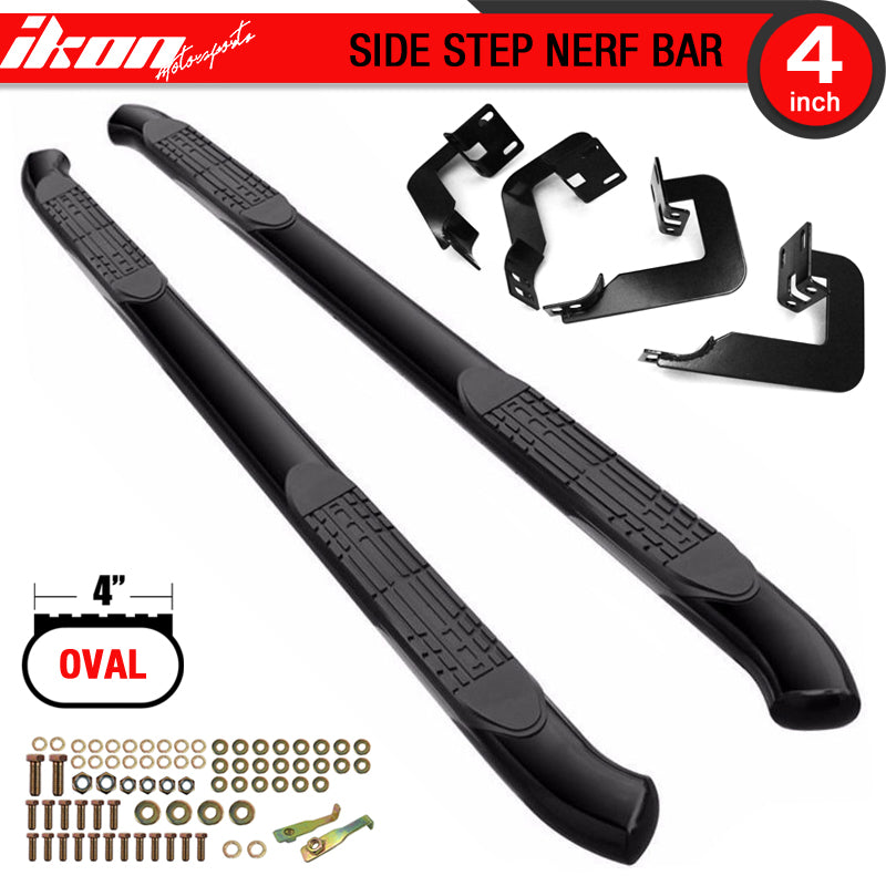 Side Step Bars Compatible With 2004-2008 Ford F150 Super Cab, Black Powder Coat Finish Carbon Steel Running Boards Nerf Bars By IKON MOTORSPORTS, 2005 2006 2007