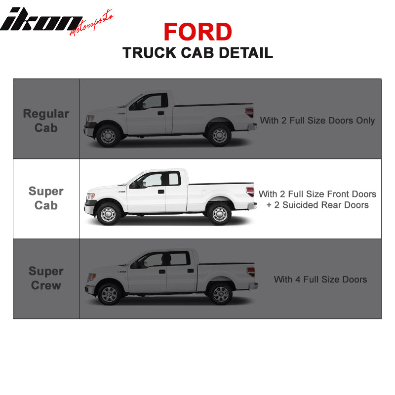 Fits 04-08 Ford F150 Super Cab 4 Inch Black Oval Curved Nerf Bars Running Boards