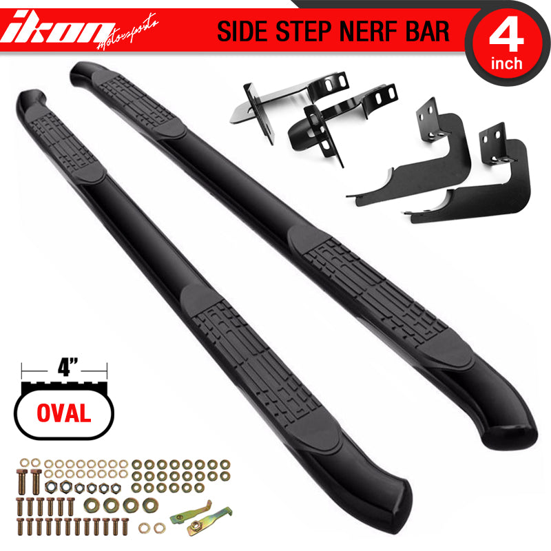 Side Step Bars Compatible With 2015-2022 Ford F150 Super Cab, Black Powder Coat Finish Carbon Steel Running Boards Nerf Bars By IKON MOTORSPORTS, 2016