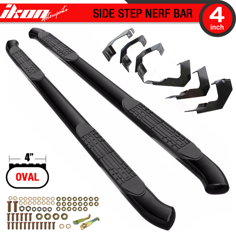 Fits 05-22 Toyota Tacoma Double Cab 4 Inch Oval Black Nerf Bar Running Boards