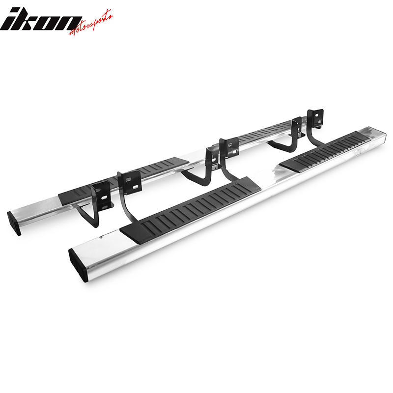 IKON MOTORSPORTS, 2PCS Running Boards Compatible With 2015-2022 Chevy Colorado GMC Canyon Crew Cab, 6" Side Step Nerf Bar OE Style Shiny Chrome Aluminum, 2016 2017 2018 2019 2020