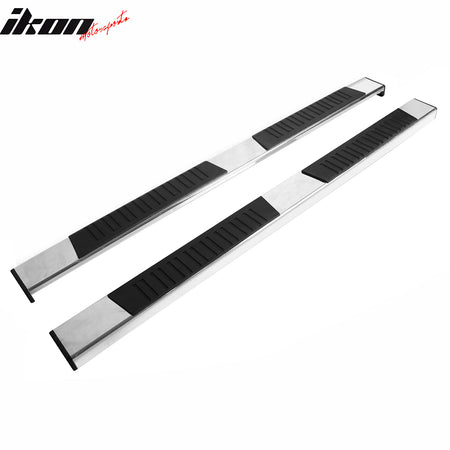 IKON MOTORSPORTS,2PCS Running Boards Compatible With 2015-2022 Ford F150 Crew Cab, 6" Side Step Nerf Bar Chrome Aluminum, 2015 2016 2017 2018 2019 2020 2021 2022