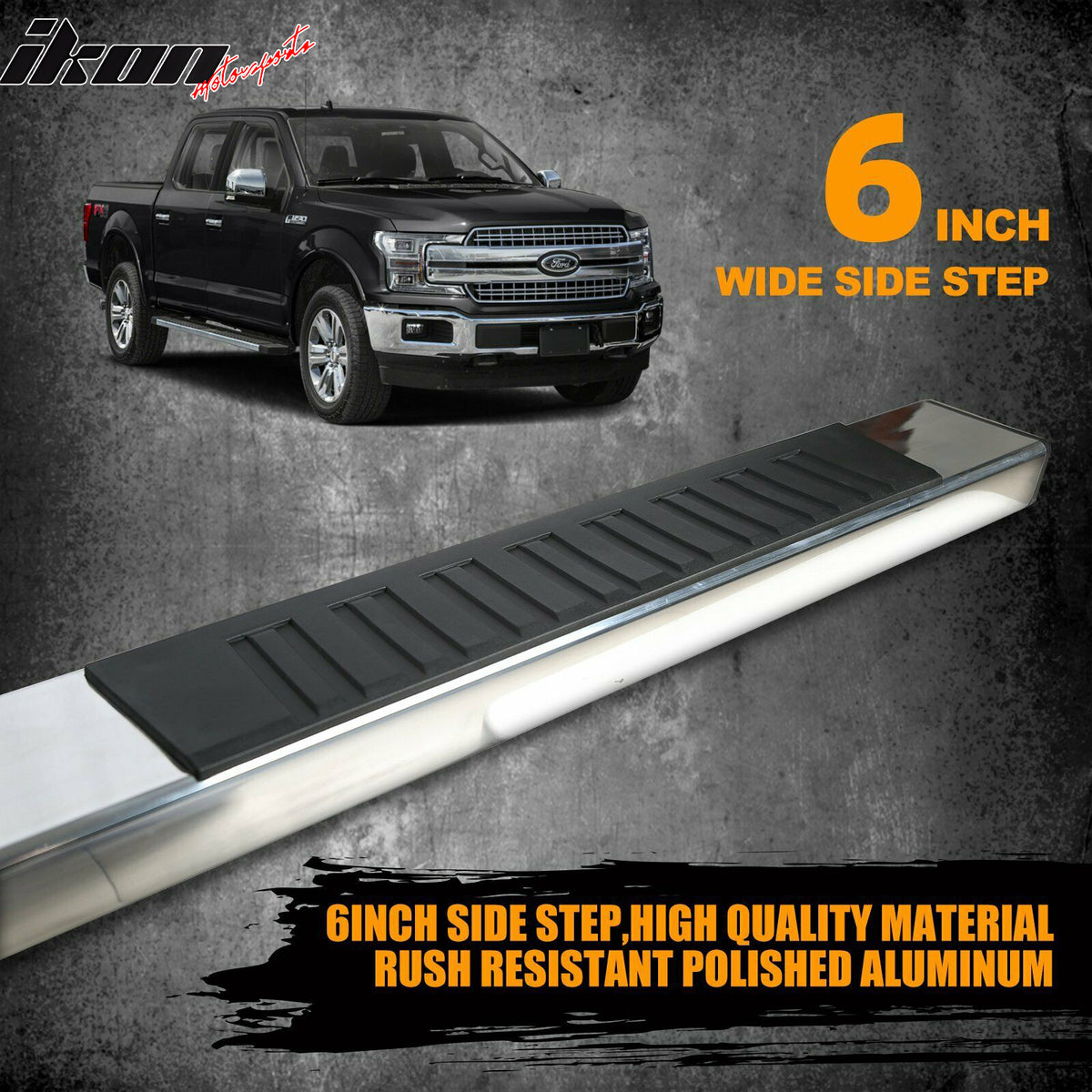 Fits 15-22 Ford F150 F-150 Super Crew Cab 6" Running Board Side Step Nerf Bar