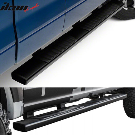 IKON MOTORSPORTS, Running Boards Compatible With 09-14 Ford F150 Super Cab 5" Side Step Nerf Bars Rail Black
