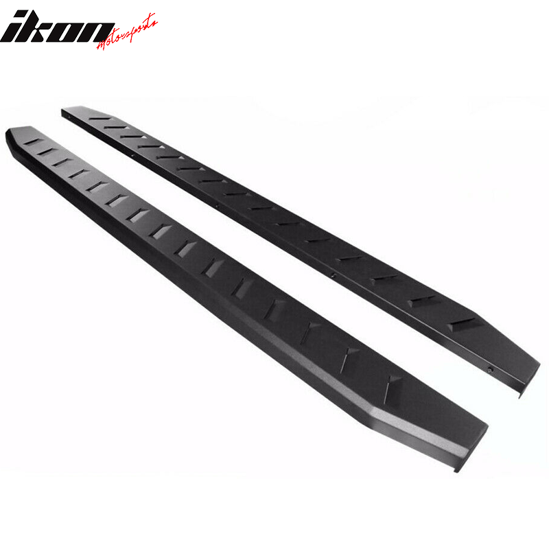 IKON MOTORSPORTS, Running Boards Compatible With 2015-2022 Ford F150 F250 F350 F450 F550 Superduty, Extended Cab 78" Black Powder Coated Carbon Steel Side Step Nerf Bar 2PC, 2016 2017 2018 2019