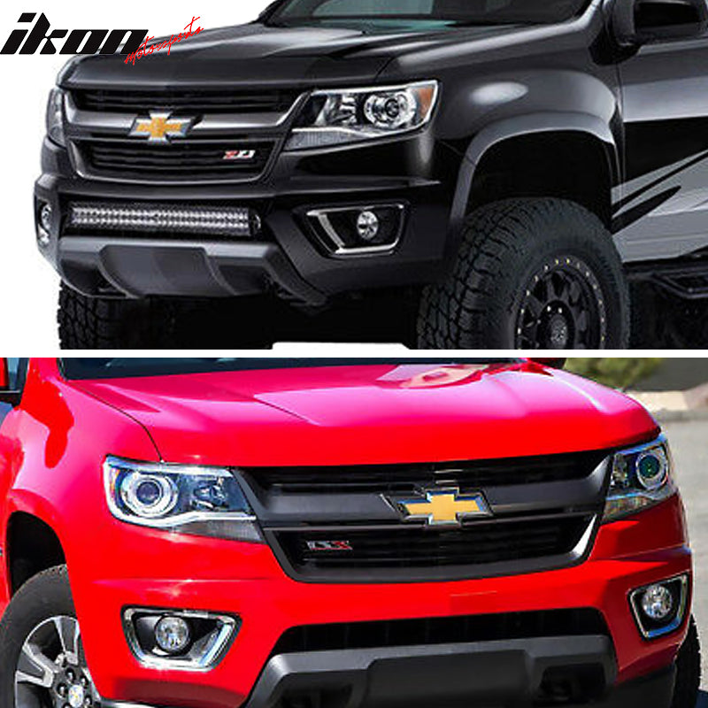 IKON MOTORSPORTS Fog Lights, Compatible With 2015-2022 Chevy Colorado GMC Canyon, Assembly Replacment Black Fog Lamps Pair for Cars