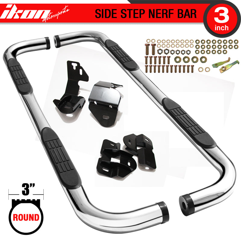 Side Step Bar Compatible With 2009-2014 Ford F150, Unpainted T304 Stainless Steel Side Boarding Guest Step Up T304 T-304 by IKON MOTORSPORTS, 2010 2011 2012 2013