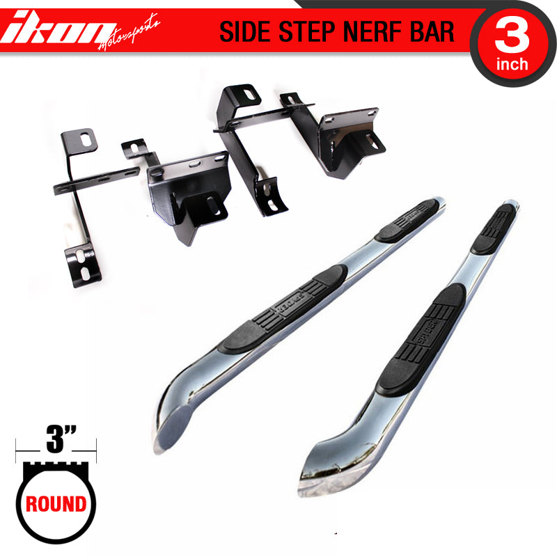 Side Step Bar Compatible With 2007-2010 Dodge Nitro, Unpainted T304 Stainless Steel Side Boarding Guest Step Up T304 T-304 by IKON MOTORSPORTS, 2008 2009