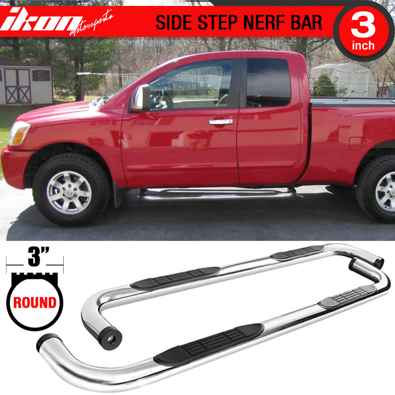 For 04-20 Nissan Titan King Cab 3in Steel Side Steps Running Boards