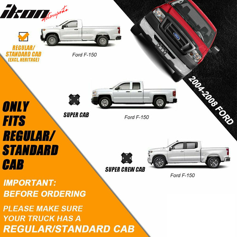 IKON MOTORSPORTS, Side Step Bars Compatible With 2004-2008 Ford F150 Standard/Regular Cab, 4Inch Silver Running Boards Nerf Bars