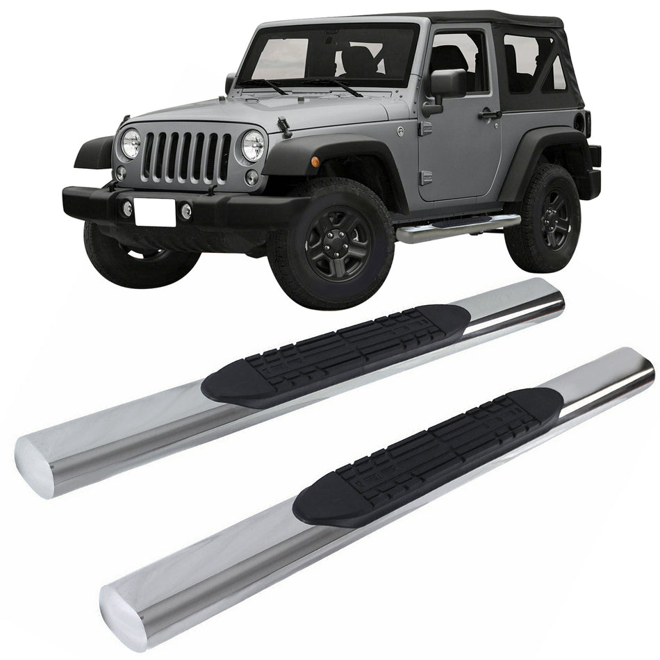 2007-2018 Jeep Wrangler JK 2Dr 4" Chrome Oval Running Board Stainless