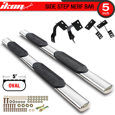 Side Step Bar Compatible With 2004-2008 Ford F150, Unpainted T304 Stainless Steel Side Boarding Guest Step Up T304 T-304 by IKON MOTORSPORTS, 2005 2006 2007