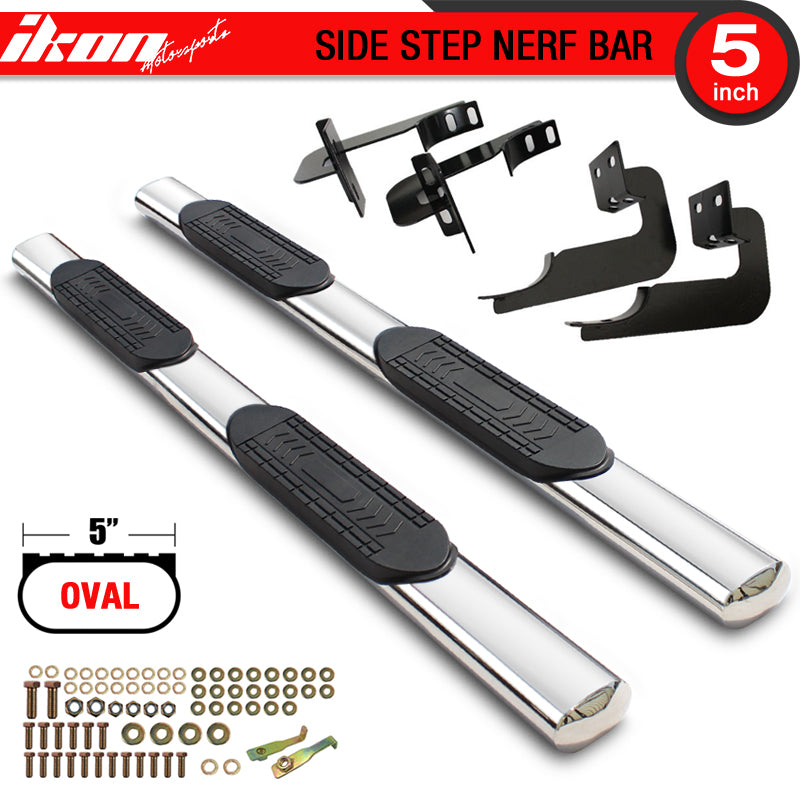 Side Step Bar Compatible With 2009-2014 Ford F150, Unpainted T304 Stainless Steel Side Boarding Guest Step Up T304 T-304 by IKON MOTORSPORTS, 2010 2011 2012 2013