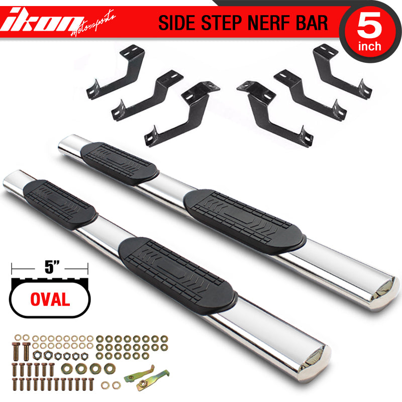 Side Step Bar Compatible With 2015-2022 Ford F150 Super Crew Cab, Unpainted T304 Stainless Steel Side Boarding Guest Step Up T304 T-304 by IKON MOTORSPORTS, 2016