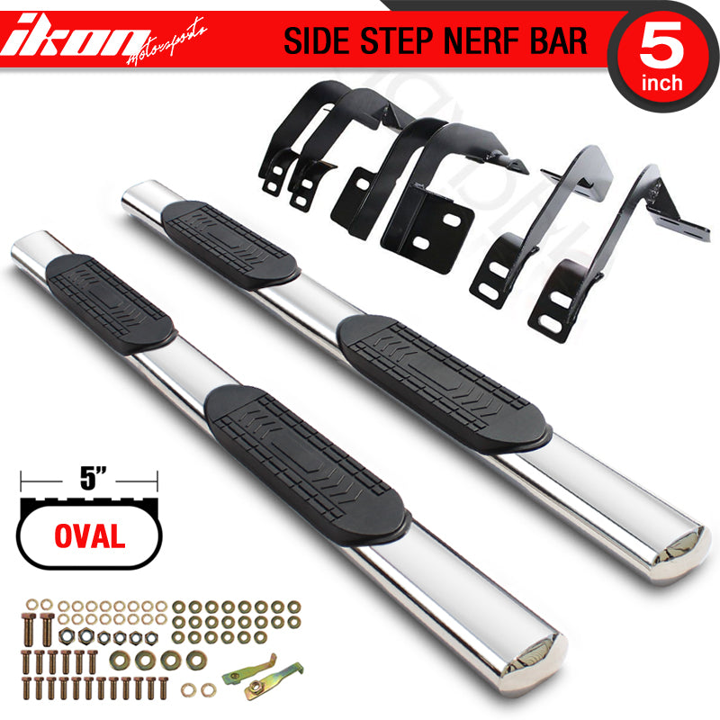 IKON MOTORSPORTS, Side Step Bar Compatible With 2009-2023 Dodge Ram 1500 2500 3500 Crew Cab, Unpainted Stainless Steel Side Boarding Guest Step Up T304, 2010 2011 2012 2013 2014