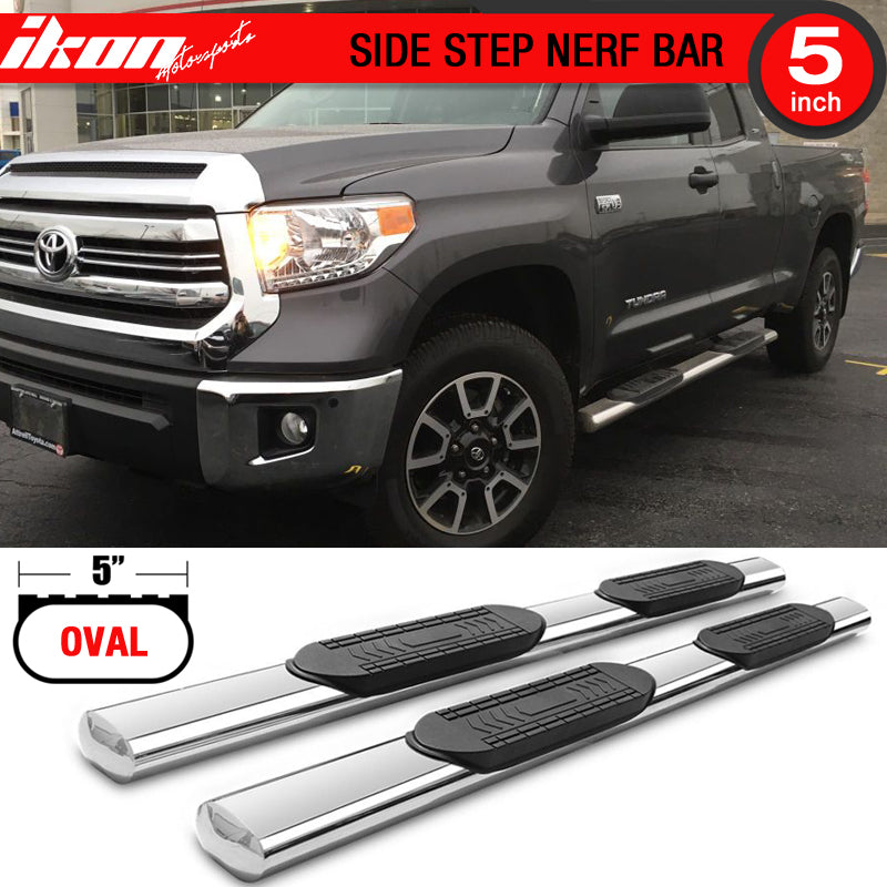 2007-2021 Toyota Tundra Double Cab 5" Oval Running Boards Stainless