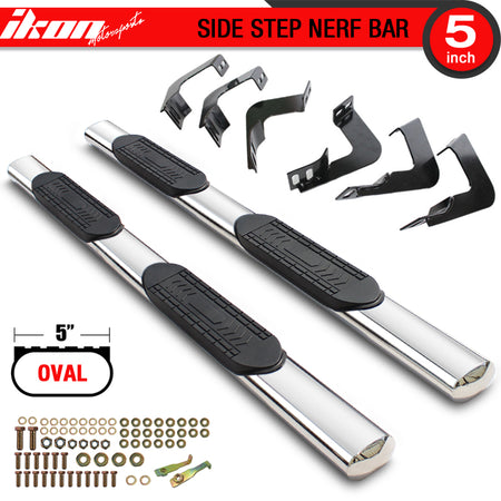 Side Step Bar Compatible With 2007-2021 Toyota Tundra Double Cab Only, Unpainted T304 Stainless Steel Side Boarding Guest Step Up T304 T-304 by IKON MOTORSPORTS, 2008 2009 2010 2011 2012 2013 2014