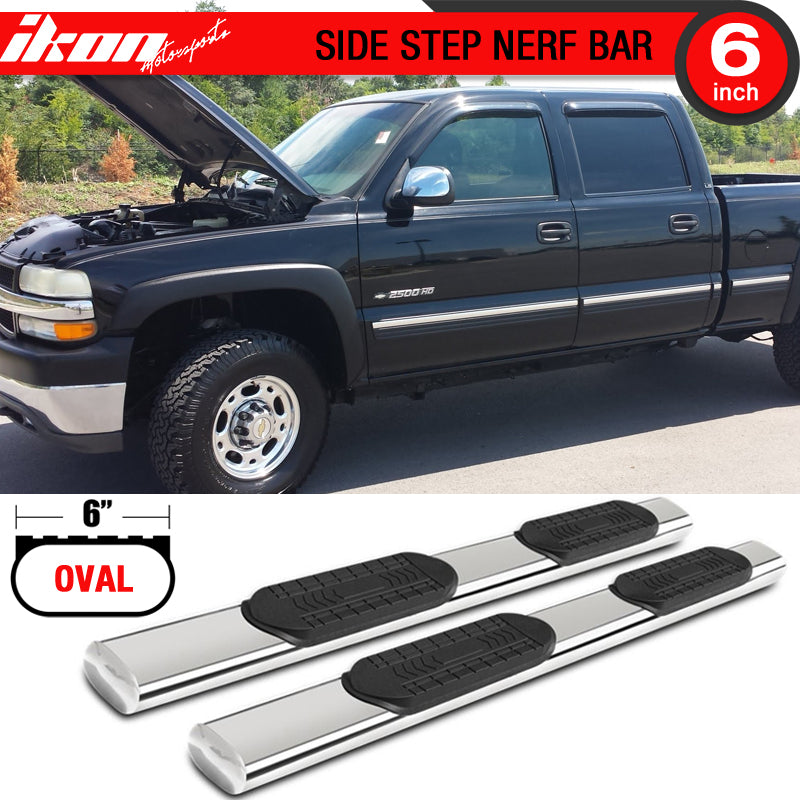 Fits 01-13 Silverado Sierra 6in SS Side Steps Running Boards